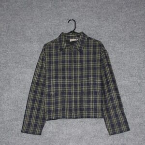 Vintage Fashion Bug Shirt Mens L Plaid Wool Blend Full Zip Long Sleeve Casual